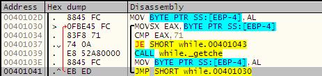 Example #3. while #include <stdio.h> #include <conio.h> int main(void) { char ch; ch = getche(); } while(ch!