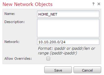 Include( 포함 ) 를클릭하여 HOME_NET 변수에새네트워크개체를추가합니다.