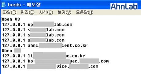 일반적으로 IP 주소보다는 URL이많이사용되기때문에 Hosts 파일의동작원리를이용해미리설정한 IP로직접연결이가능하다. 이번 에유포된 Hosts 변경악성코드는이러한특성을이용한것이다.