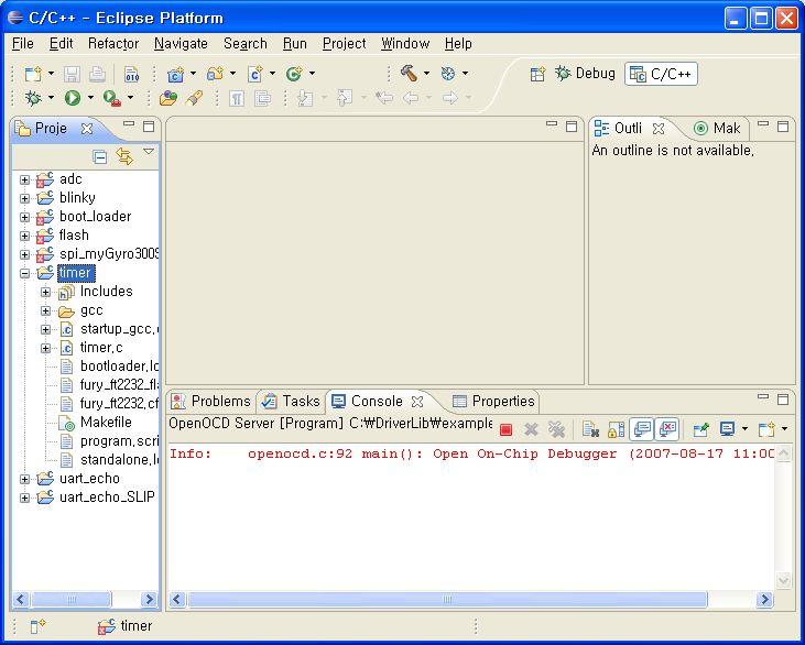 그림 46 OpenOCD Server 실행 위그림처럼 Console 화면이표시된다면 OpenOCD 가제대로실행중인것입니다.
