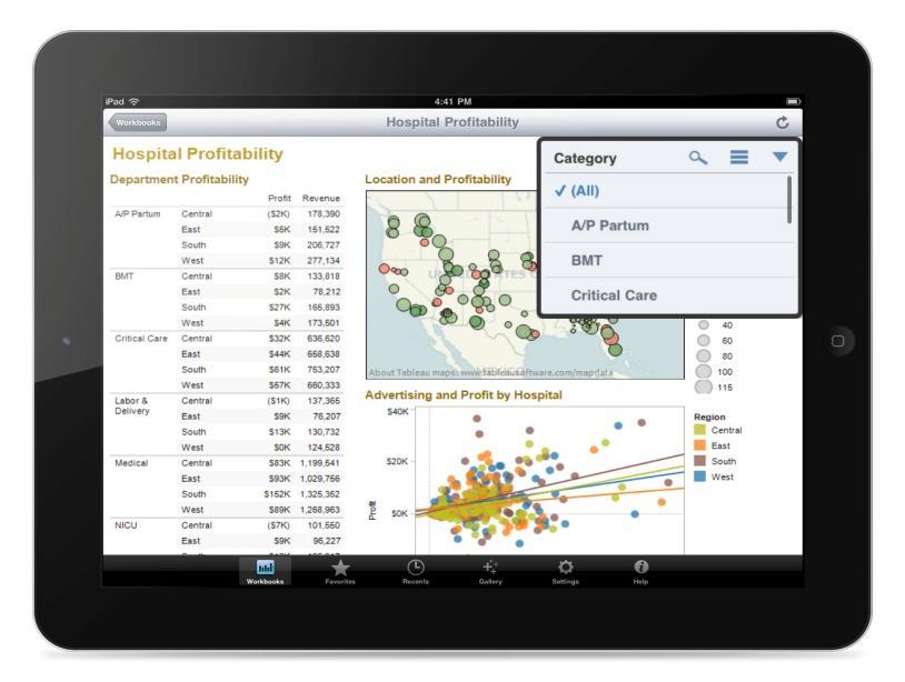 Tableau Server 웹브라우저외태블릿유저들의서버접근을위한 ipad & Android 전용앱제공 웹브라우저지원