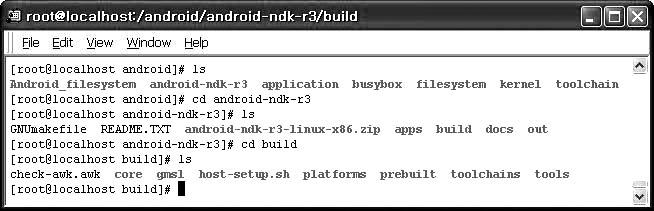 14.2 안드로이드 NDK 설치 13 [ 실습 14-3] NDK 설치하기 (2) # wget http://d1.google.com/android/ndk/android-ndk-r3-linux-x86.zip (1) 방법대신에 wget 을사용하여 NDK 소스를다운로드받을수도있다.