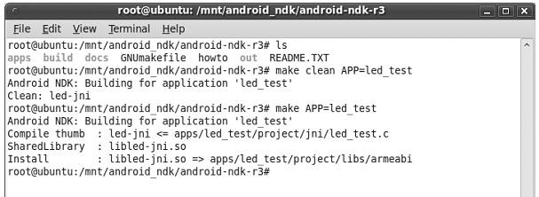 14.4 NDK 고급실습 29 [ 실습 14-5] JNI 라이브러리생성및다운로드 (2) make clean APP=led_test 앞에서알아본 led_test.c 파일을컴파일해보도록한다. 컴파일을하기위해서는리눅스서버에 android-ndk 가설치되어있어야한다.