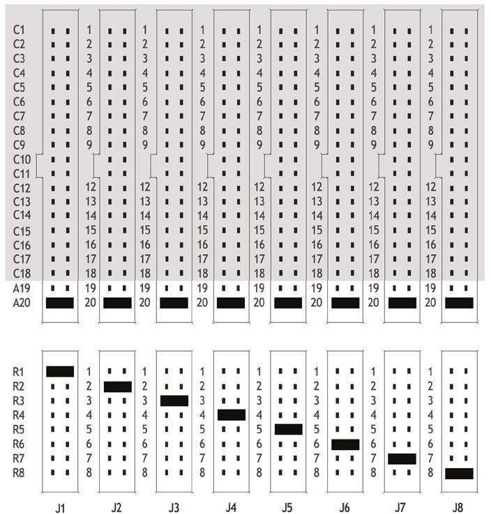 동시키스위치로사용 1) 점퍼를 R 배열에 1 개, C 배열에 2 개이상을꽂습니다. 2) 스위치를눌러원하는키가동시에입력되는지확인합니다.