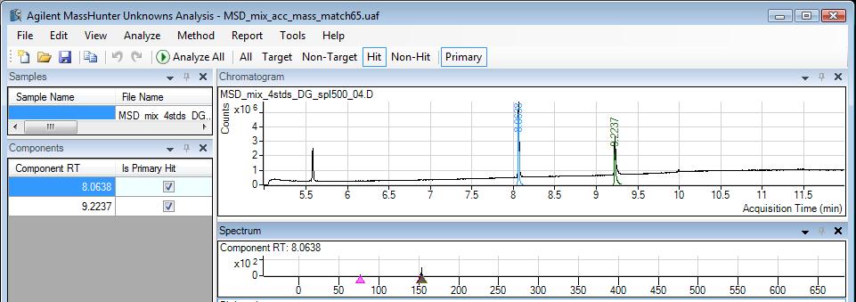 빠른시작 미지성분분석소프트웨어 MassHunter 미지성분분석소프트웨어는 MassHunter 정량분석소프트웨어에서식별된화합물외에배치시료에나타날수있는화합물을식별합니다. MassHunter 미지성분분석의한화면에서다음작업을수행할수있습니다.