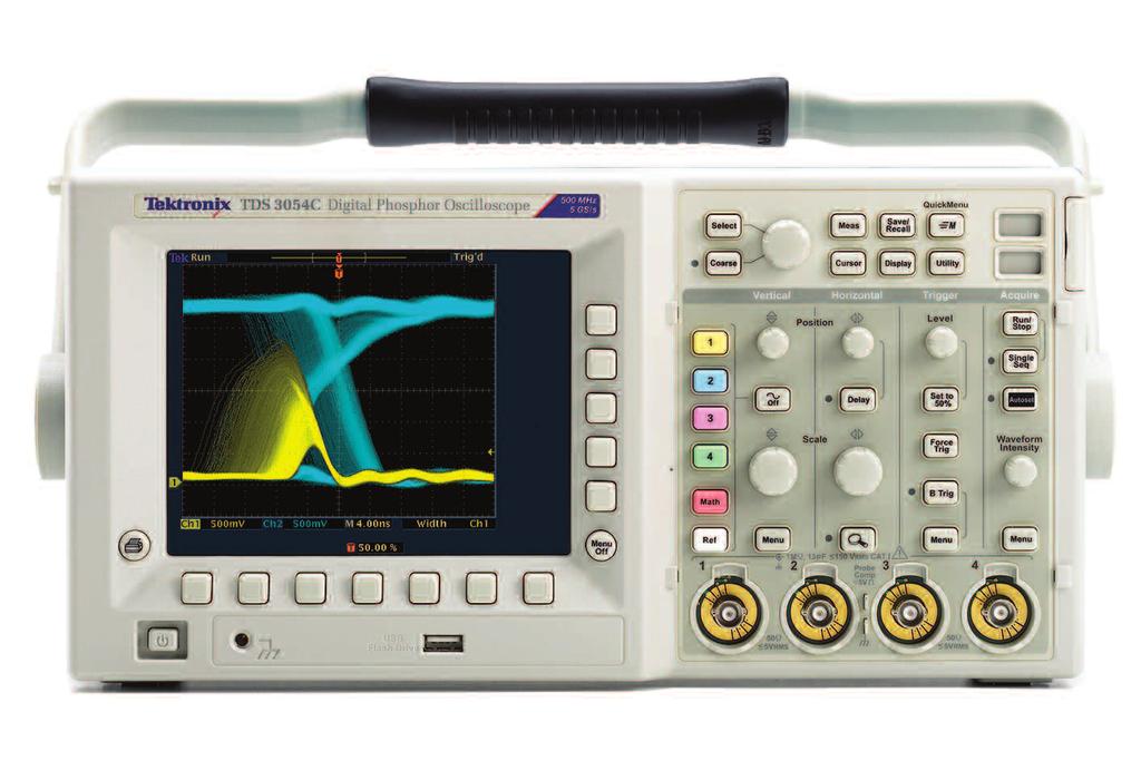 특징과장점 핵심성능사양 100MHz, 300MHz 및 500 MHz 대역폭모델 2개또는 4개채널모든채널에서최대 5 G /s 실시간샘플속도모든채널에서 10k 표준레코드길이 3,600wfms/s의연속파형캡처속도첨단트리거패키지 저렴한가격에높은성능 저럼한패키지의성능 T 3000C 시리즈디지털포스퍼오실로스코프 ( PO) 는저렴한가격으로여러분이원하는성능을보장합니다.