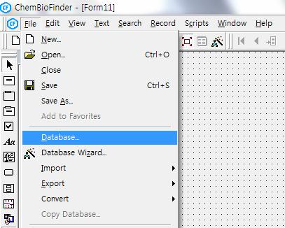 Create Database ChemBioFinder 를실행하게되면빈 Form