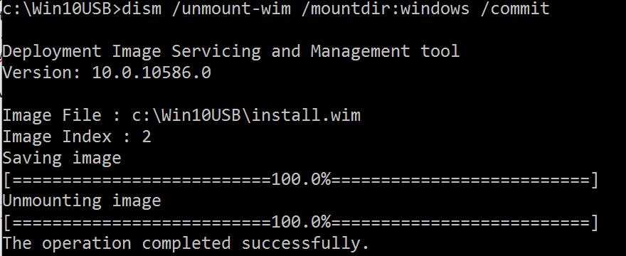 Windows* 이미지마운트해제 : dism /unmount-wim