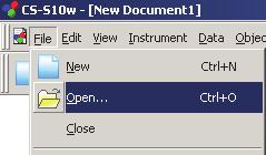 2.10.4 데이터파일열기 CS-S10w 소프트웨어로생성된문서파일 ( 데이터파일 ) 을열수있습니다. 1. 메뉴바에서 File - Open 을선택합니다. Open 대화상자가나타납니다. 2. 열려는파일유형을선택합니다. 규정된파일유형의파일명이나타납니다. 3. 원하는파일을선택한후 Open 버튼을클릭합니다.