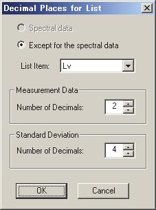 Except for the spectral data 이옵션은 Spectral data 에서 Except for the spectral data 로, 또는이와반대로전환시키며, 각옵션에대한세부사항을설정합니다.