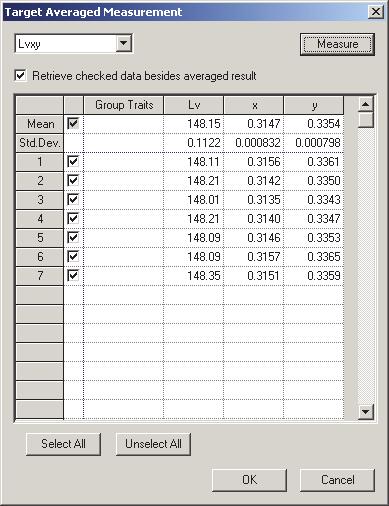 인터벌측정설정또는다점측정설정이되어있는경우에는 Averaged Measurement 를선택할수없습니다. 측정 2. Measure 버튼을계속클릭하여원하는횟수로측정작업을실시합니다.