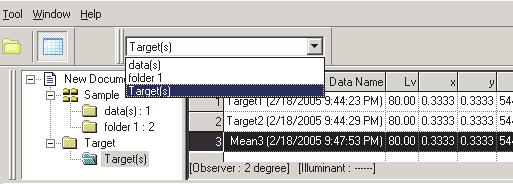 3. Buttons 영역에서 Select Target 상자, Previous Data 버튼인 및 Next Data 버튼인 를도구모음에드래그앤드롭합니다. 버튼은도구모음에나타납니다.