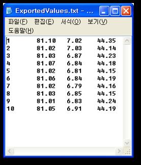 Part 04. 부가기능 04-3 특정색상의 CIE Lab 수치계측하기 Spectro 측정 기능은 Spyder3Print SR 센서로특정컬러를측정하여 CIE Lab 와같은색상정보를얻을수있습니다. Spectro 측정실행 : 도구 > 측정 클릭단축키 : Ctrl 기 + M a. [ 내보내기 ] 를클릭하여저장될파일생성합니다. b.