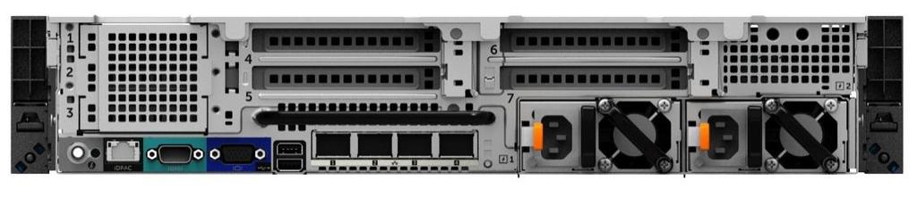 PowerEdge R730 서버후면구성 Serial, VGA, LAN, DRAC, USB 등다양포트가지원되며, 구성에따른파워서플라이이중화와최대 7 개의 PCIe 슬롯을지원합니다 후면 IO Module 구성 PCIe expansion card slots 1 개의 x16 슬롯, 6 개의 x8 슬롯으로구성 1 CPU 구성시, 3 개의 PCIe