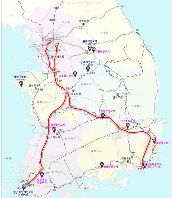 호남축에비해여타교통축의도시성장둔화 수도권지역에서도고속철도서비스수준격차심각