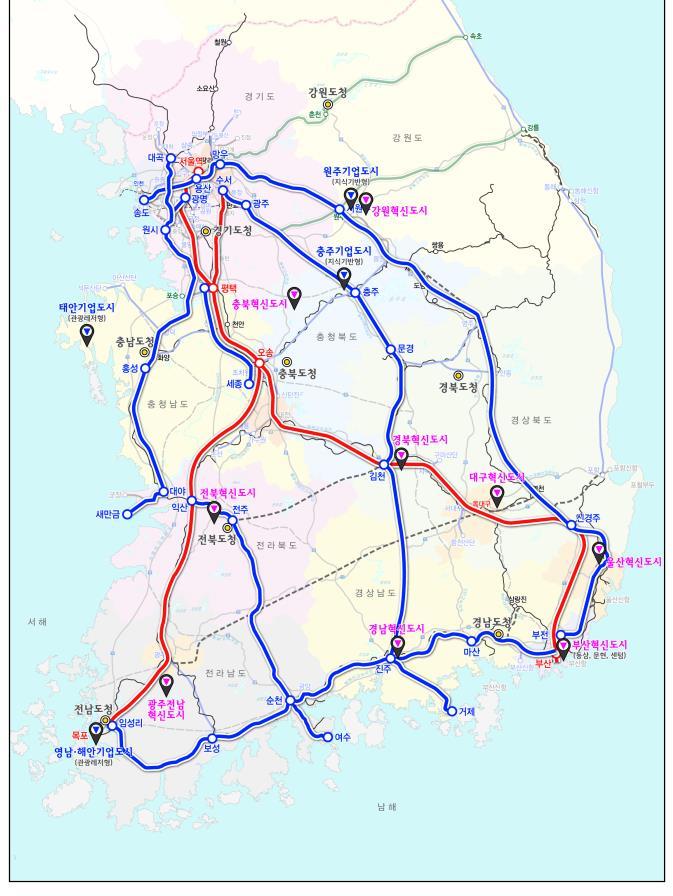 추진과제 지방성장거점과수도권을빠르게연결하는고속 ( 화 ) 철도망단계적구축 서해안 : 수도권 ~ 홍성 ~ 새만금 경부 : 평택 ~ 세종 중부 : 수도권 ~ 충주 ~ 김천 ~ 진주 중앙 : 수도권 ~ 원주 ~ 안동 ~ 울산 고속열차운행중인일반철도고속화추진