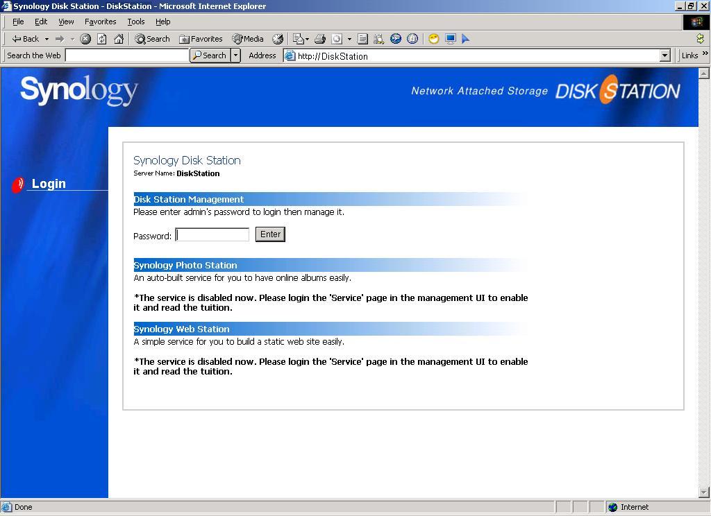 2. PC Mac 에서 DS-101g+ 을처리하는사용 Microsoft Internet Explorer. 1) 너의 Microsoft Internet Explorer 을열십시요. 2) 'http:// 시스템이름 :5000' ( 두개의슬래시 (/) 를입력합니다.