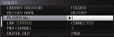 R AUDIO OUT L 2 [MENU (UTILITY) ] 버튼을 1 초이상눌러 [UTILITY] 화면을표시합니다. 3 로터리셀렉터를돌리시고, [PLAYER No.] 을선택하신후, 로터리셀렉터를누릅니다. 4 로터리셀렉터를돌려원하시는플레이어수를선택하신후, 로터리셀렉터를눌러이를입력합니다. 연결 5 [MENU (UTILITY) ] 버튼을눌러설정을완료합니다.