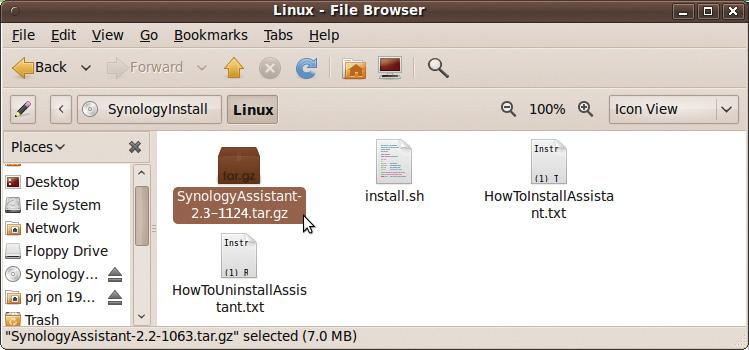 Synology DiskStation 사용자가이드 Linux (Ubuntu) 사용자 : 1 컴퓨터에설치디스크를넣은다음, 바탕화면에서