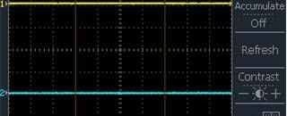 GDS-1000A-U 시리즈사용설명서 디스플레이 Waveform marker Waveform position Trigger status Acquisition Menu Vertical status Horizontal status Frequency Trigger condition 파형색상채널 1 : 노란색채널 2 : 푸른색 Trigger status