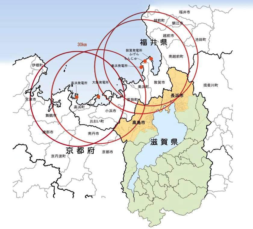 - 인접한후쿠이현은일본최대핵발전소밀집지역 ( 高浜 4 大飯 4 美浜 3 敦賀 2