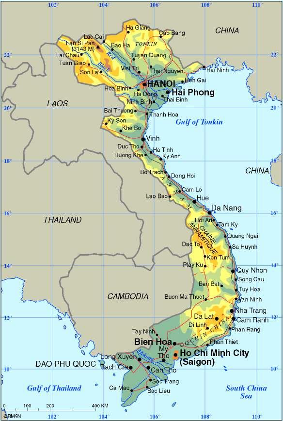 < 베트남현황> Location: Southeastern Asia, bordering the Gulf of Thailand, Gulf of Tonkin, and South China Sea, alongside China, Laos, and Cambodia.