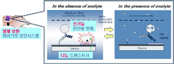 환자에대해감염성질병이나성인병등호발질환을관리내지감시할목적으로나노기술이접목된신체착용형혹은이식형진단기기를이용하여질환관련마커를연속적으로측정하는기법.