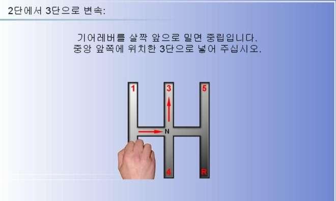 < 수동변속기조종능력측정 > 이제부터수동기어변속능력을측정합니다.