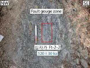 1.46 십자가 Ft-2-2의두사진및 ESR 수치연대노두사진및 ESR 수치연대단층암시료십자가 Ft-1의시료에서분리된석영속의 E