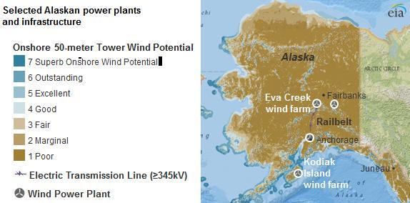 알래스카내풍력발전량증가 - 9 월 1 일 알래스카전력발전소및관련인프라 ( 자료 : EIA) 미국에너지정보청 (EIA,Energy Information Administration) 에서는매일에너지와관련된이슈에대해발표합니다.