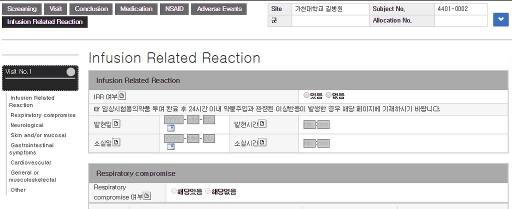 - Infusion Related Reaction