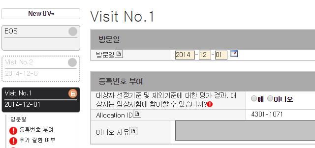 16) UV(Unscheduled Visit), EOS(End of Study Visit) 생성 Visit No.