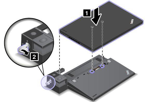11 보안잠금장치슬롯 : 도킹스테이션의도난을방지하려면이보안잠금장치슬롯에맞는보안케이블잠금장치 ( 예 : Kensington 스타일의케이블잠금장치 ) 를사용하여도킹스테이션을책상, 테이블또는다른임시고정장치에고정시킬수있습니다. ThinkPad 도킹스테이션연결 컴퓨터를지원되는 ThinkPad 도킹스테이션에연결하려면다음과같이하십시오.
