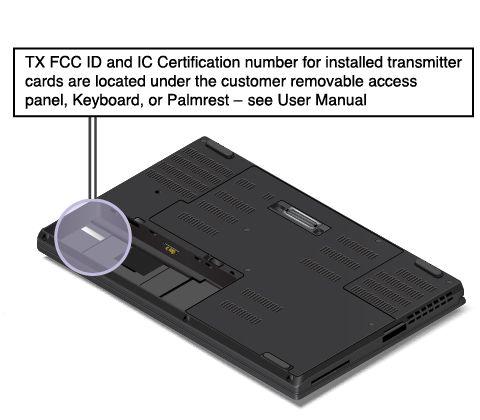 기본설치된무선모듈의경우이라벨로 Lenovo 설치무선모듈의실제 FCC ID 및 IC 인증번호를식별합니다.