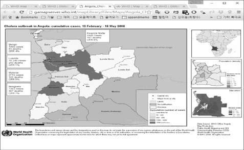 흡연등다양한주제의데이터를국가별통계로제공하는서비스 - GHO data(global Health Observatory data) 의일부를지도로제공 -