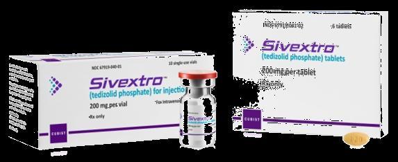 SIVEXTRO (tedizolid phosphate) Sivextro MRSA ( 메티실린내성황색포도상구균 ) 와같은내성균을포함한그람양성균에의해발생하는심각한감염을치료하는