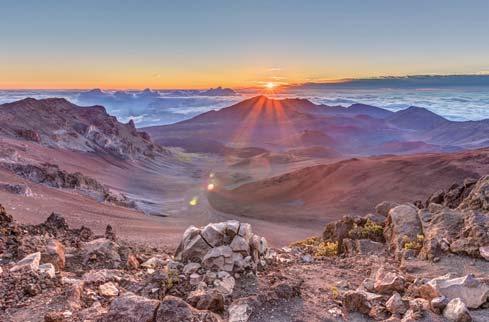 appeared from the black continent Haleakala Hawaii where the house of Sun exists at the top of the Maui