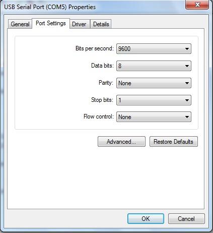 포트설정사항 (Port Settings) 을선택한후 Click 고급