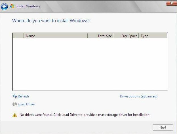 로컬 또는 원격 매체를 사용하여 수동으로 Windows Server 2012 또는 2012 R2 설치 Where Do You Want to Install Windows(Windows를 설치할 위치를 지정하십시오.) 대화 상자가 나타납니다. 11. Where Do You Want to Install Windows(Windows를 설치할 위치를 지정하십시오.) 대 화 상자에서 다음 중 하나를 수행합니다.