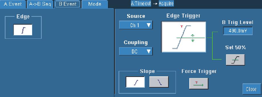 . Trig > A Event (Main) Triger Setup...(A Event (Main) 트리거설정...) 을선택합니다. 2.