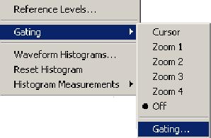 Measure( 측정 ) > Gating ( 게이팅 ) 을선택합니다. 2. 다음중하나를수행하여게이트의위치를조정합니다.