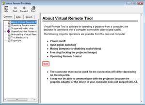 4. CONVENIENT FEATURES ( 편리한기능 ) Virtual Remote Tool 종료 1 작업표시줄에서 Virtual Remote Tool 아이콘을클릭합니다. 팝업메뉴가표시됩니다. 2 Exit 을클릭합니다. Virtual Remote Tool 이닫힙니다.