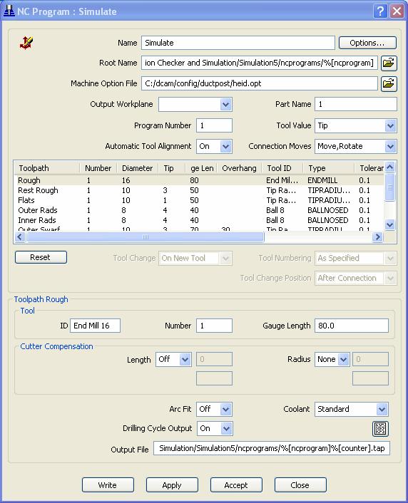 Toolpath Output ( 툴패스출력 ) NC Program Dialog(NC 프로그램창 ) NC 프로그램개체에서마우스오른쪽버튼을눌러