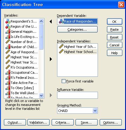 SPSS Classification Tree 특징