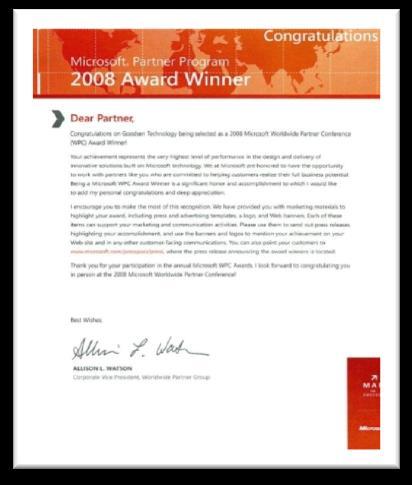 Microsoft Worldwide Partner Conference 2008(WPC) Award 수상 품질인증현황 국내최초 MS.