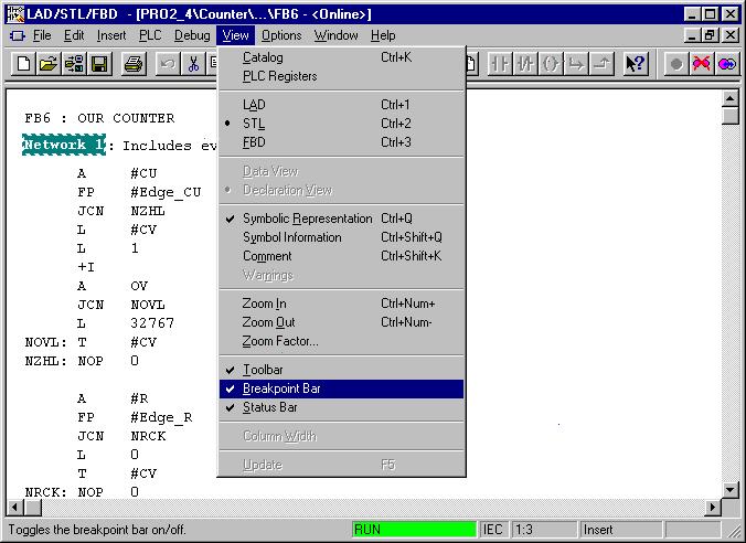 중단점표시줄활성화 Date: 2002-02-23 File: PRO2_11e.28 Information and 중단점 이테스트기능을이용해서단일시퀀스모드에서만들어진프로그램을 STL 표시로테스트할수있으며따라서관련레지스터내용은물론실행된인스트럭션의시퀀스를따를수있습니다. 몇개의중단점이한블록에설정될수있습니다. 설정될수있는중단점수는 CPU 종류에따라달라집니다.