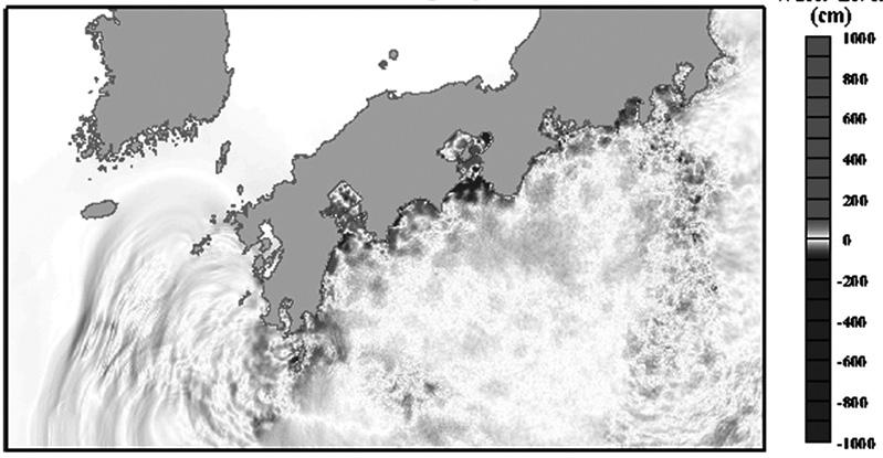 도카이, 도난카이, 난카이 3 연동지진에의한지진해일시뮬레이션결과 자료 : 이광호등 (2012), 일본태평양연안의 Tokai,
