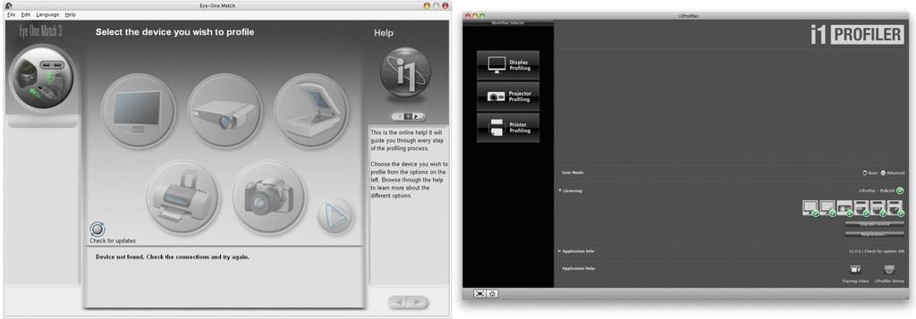 좌 : i1 Match 우 : i1 Profiler i1 Display 3는 ColorMunki Display와 i1 Display Pro 3