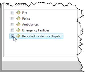 데이터원본탭에있는설정섹션의경우데이터원본에서선택한 Reported Incidents - Dispatch를사용하여동적이자동으로설정되어있는지확인합니다. 이설정은해당레이어에대해맵에서지정된새로고침간격에따라지정됩니다. 6.