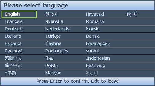 한국어35 언어선택 OSD 메뉴를사용하려면언어를먼저설정하십시오.